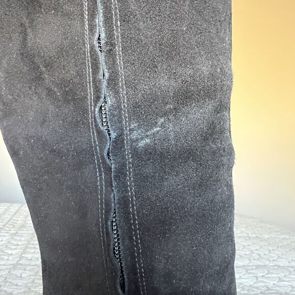 Cole Haan Cora Black Suede Wedge Heel Tall Boots Side Zip D38352 Women’s 8.5 M - Picture 5 of 16